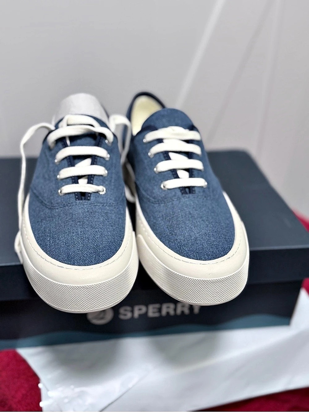 Sperry CANDYCVO WM-407 Denim Sneakers Blue & White US 10 Like New